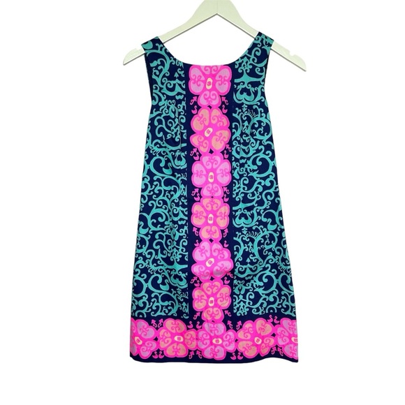 Lilly Pulitzer Delia Fountain Hopping Pink Blue Floral Shift Dress 0 - Picture 1 of 7